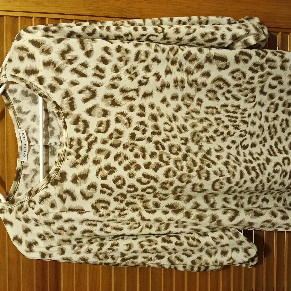 Chris And Carol Animal Print Top in Cream and Brown